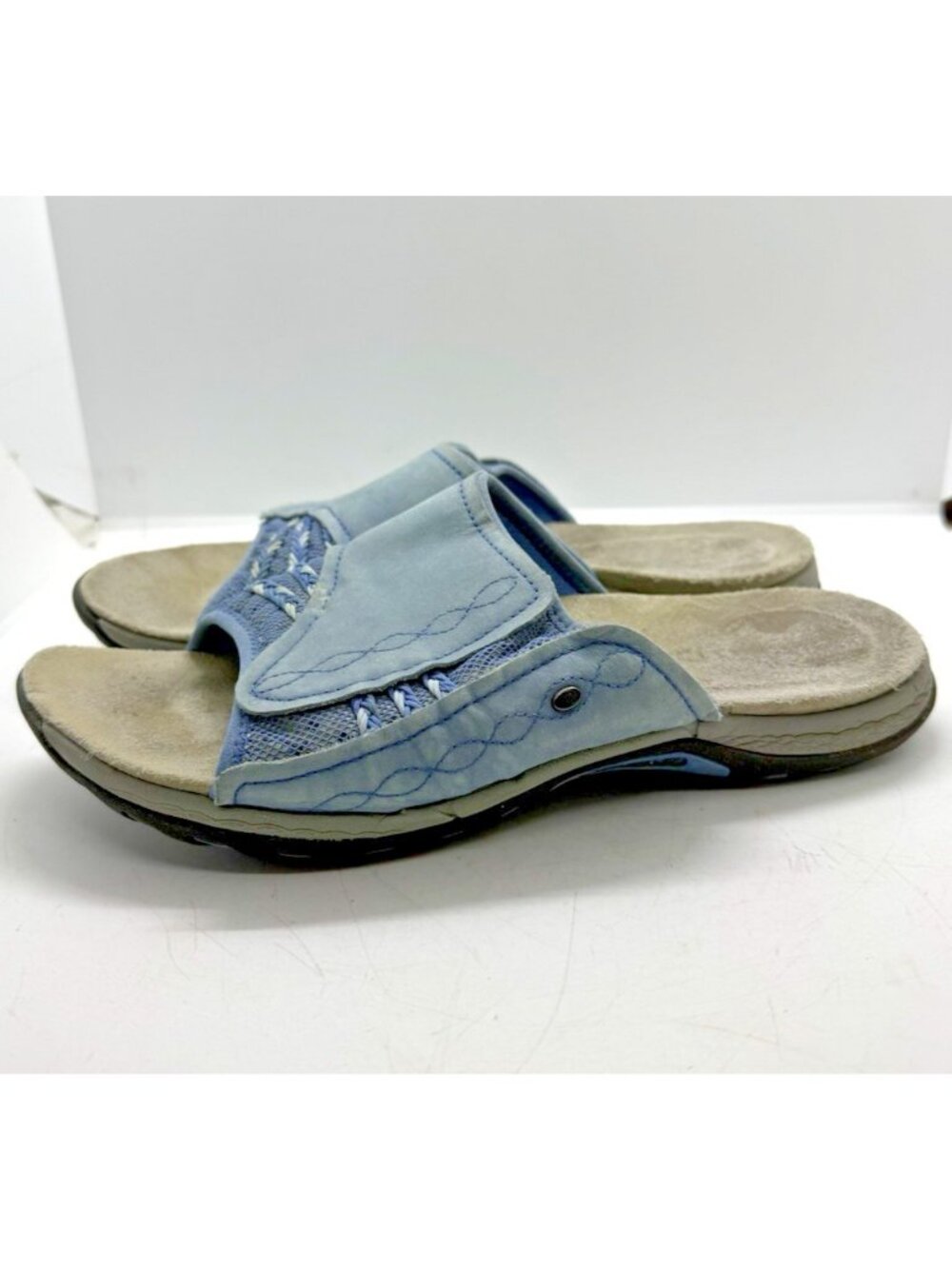 Merrell Lilyfern Washed Denim Blue Leather Slide Sandals Women Sz 9 US J89892 - Picture 4 of 9